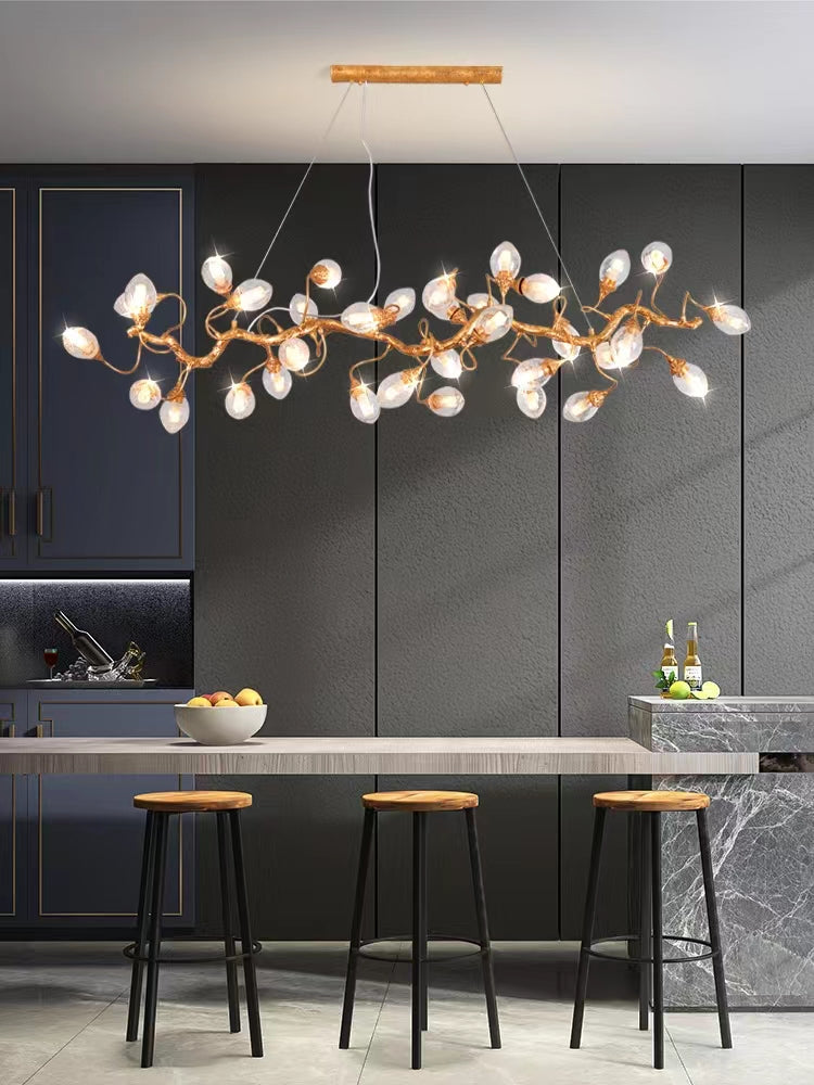 Modern Art Extra Large Branch Style Chandelier with Clear Bubble Glass Eggs for Dining Room and Living Room