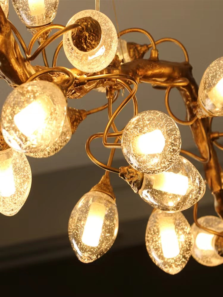 Modern Art Extra Large Branch Style Chandelier with Clear Bubble Glass Eggs for Dining Room and Living Room