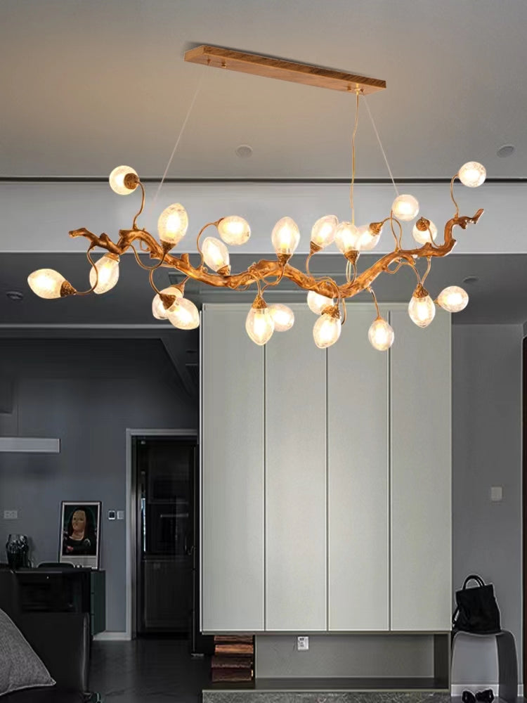 Modern Art Extra Large Branch Style Chandelier with Clear Bubble Glass Eggs for Dining Room and Living Room