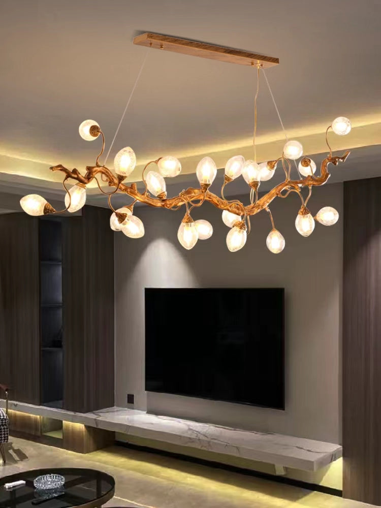 Modern Art Extra Large Branch Style Chandelier with Clear Bubble Glass Eggs for Dining Room and Living Room