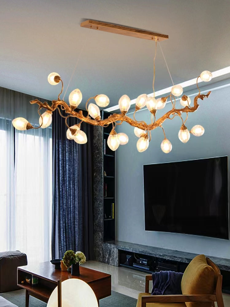 Modern Art Extra Large Branch Style Chandelier with Clear Bubble Glass Eggs for Dining Room and Living Room