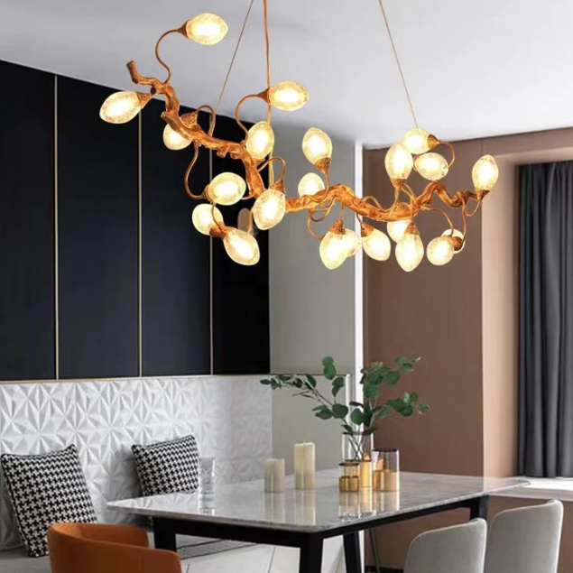 Modern Art Extra Large Branch Style Chandelier with Clear Bubble Glass Eggs for Dining Room and Living Room
