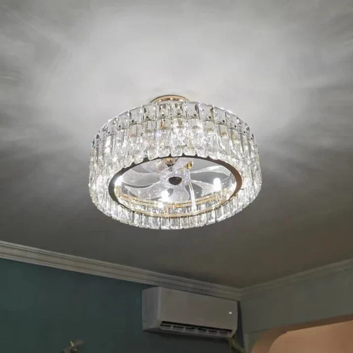 Modern Invisible Blade Fan Light Crystal Chandelier for Living/Dining Room/Bedroom