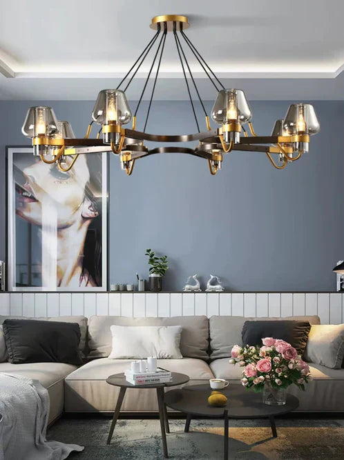 Post-modern Light Full Brass Chandelier for Living Room/Bedroom