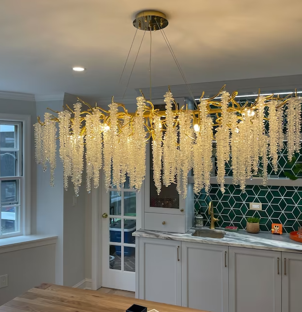 Elegant Crystal Icicle Chandelier in Branch Style for Dining Table Use