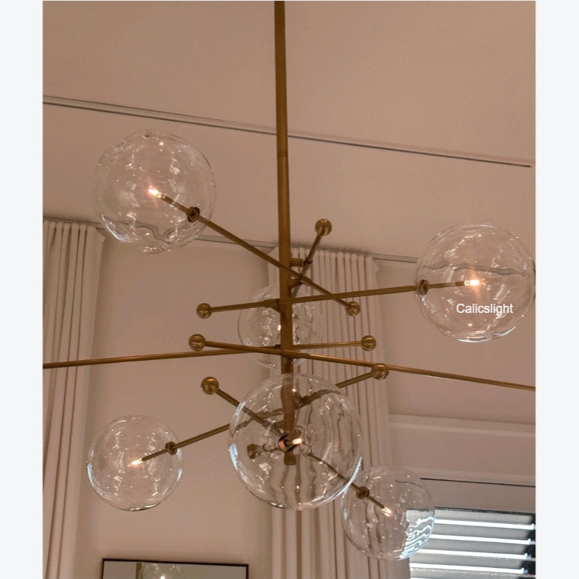 Glass Globe Mobile Six-Arm Chandelier 40"