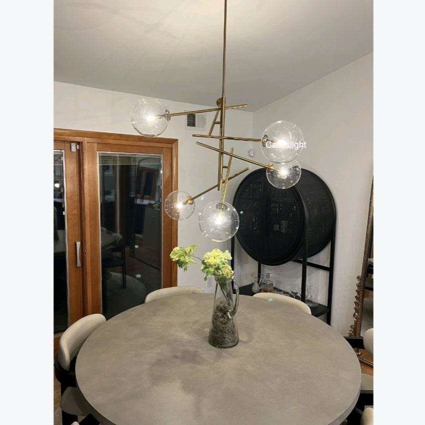 Glass Globe Mobile Six-Arm Chandelier 40"