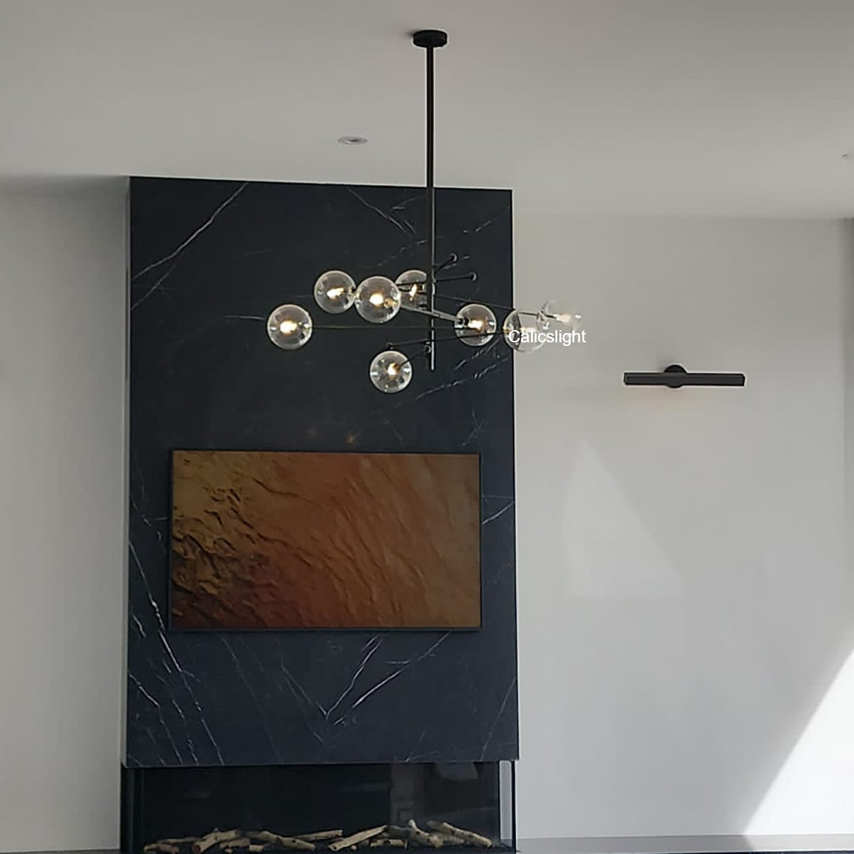 Glass Globe Mobile Eight-Arm Chandelier 79"