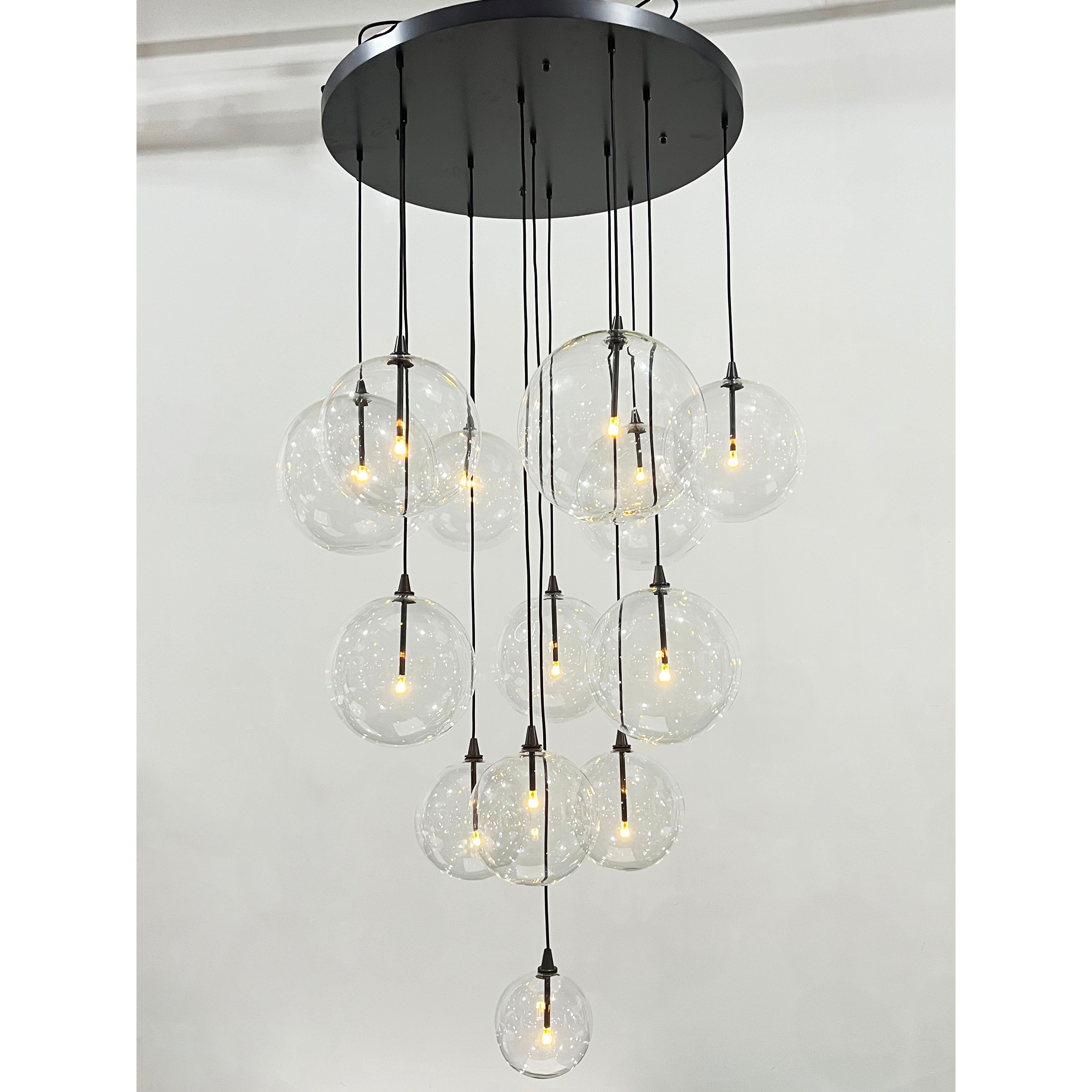 Glass Globe Mobile Cluster Chandelier 44"
