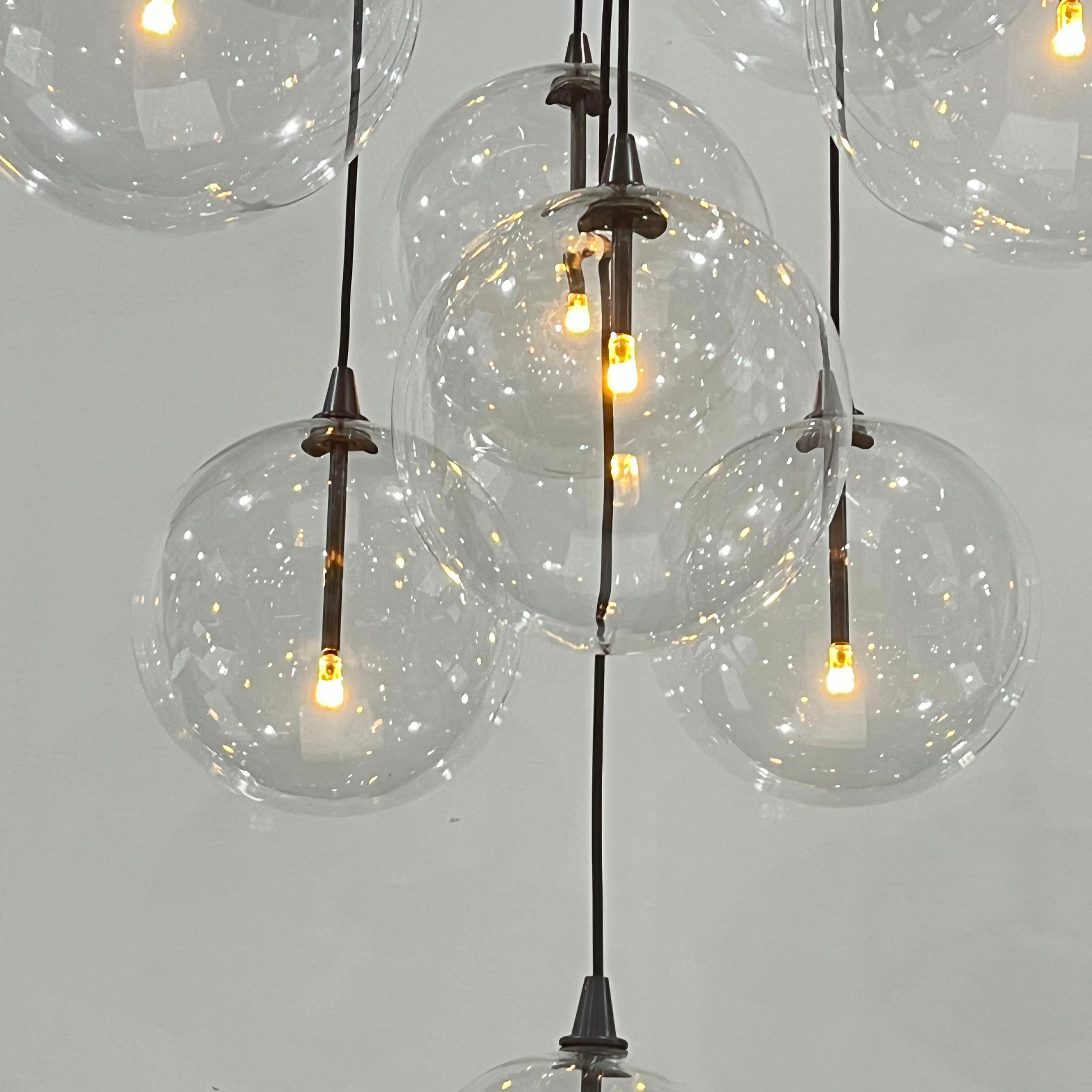 Glass Globe Mobile Cluster Chandelier 44"