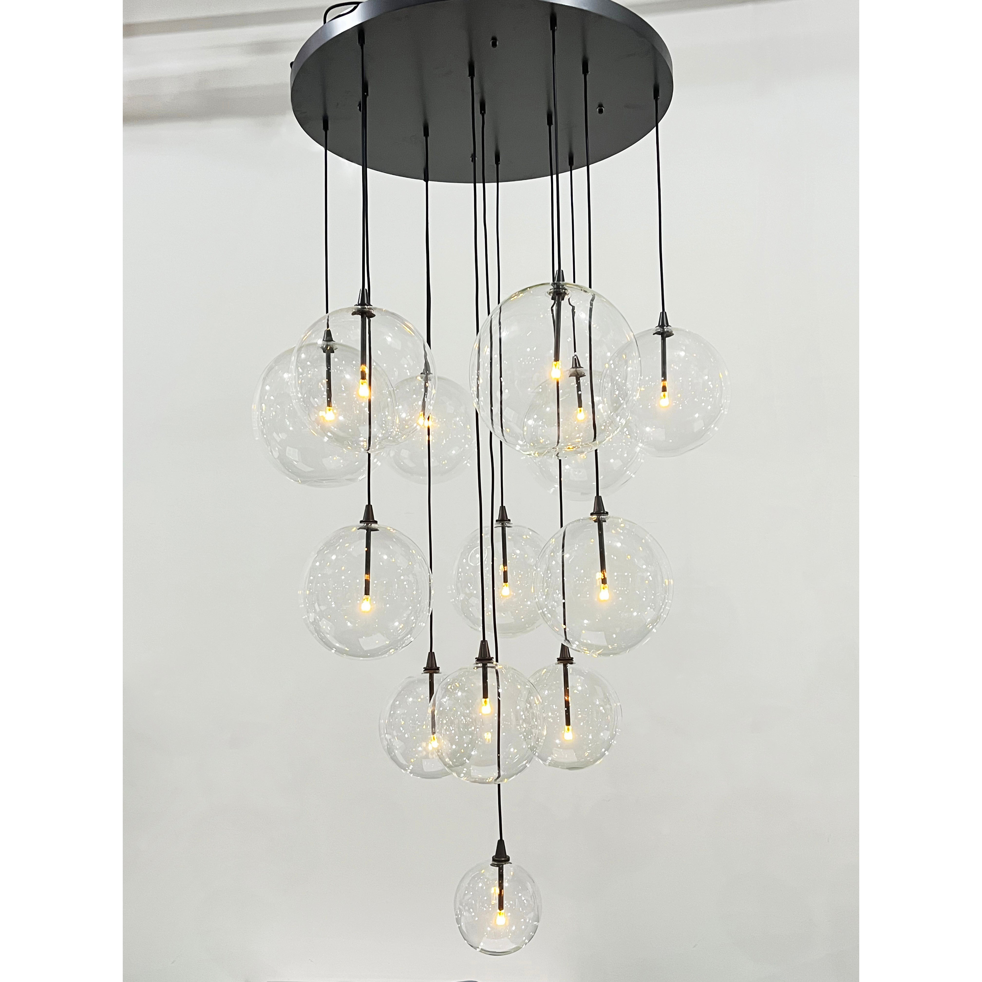 Glass Globe Mobile Cluster Chandelier 44"
