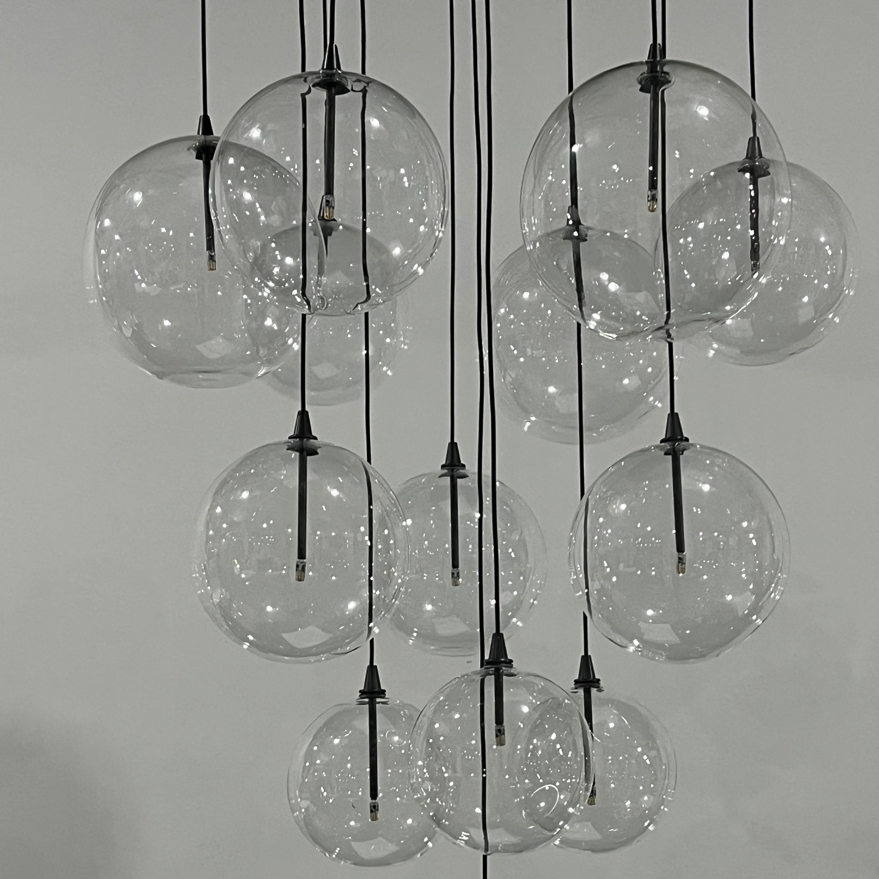 Glass Globe Mobile Cluster Chandelier 44"