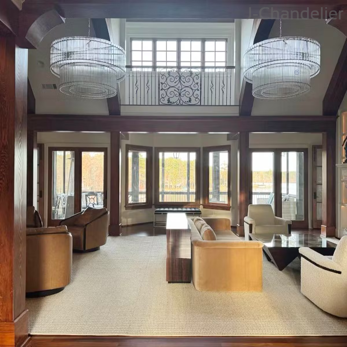 Sun Marcus 2-Tier Glass Round Chandelier 48"