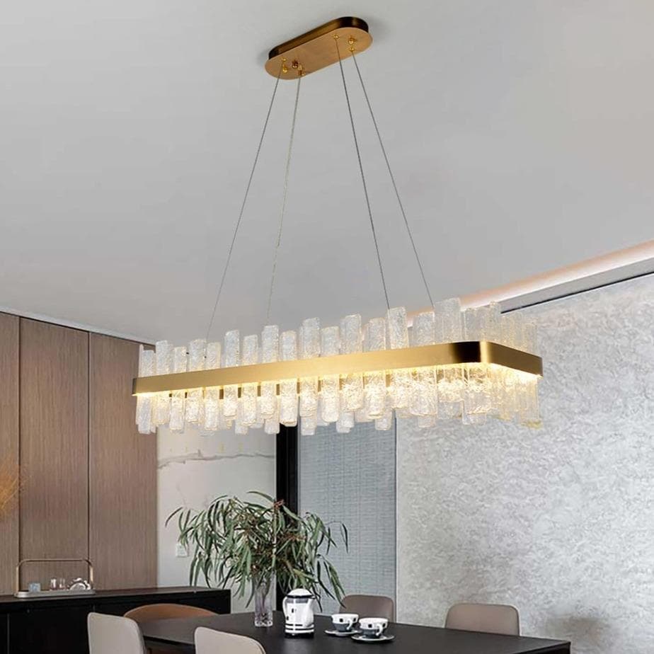 Ariano Long Crystal Rectangle Golden Lamp Body Modern Chandelier 32"/40"