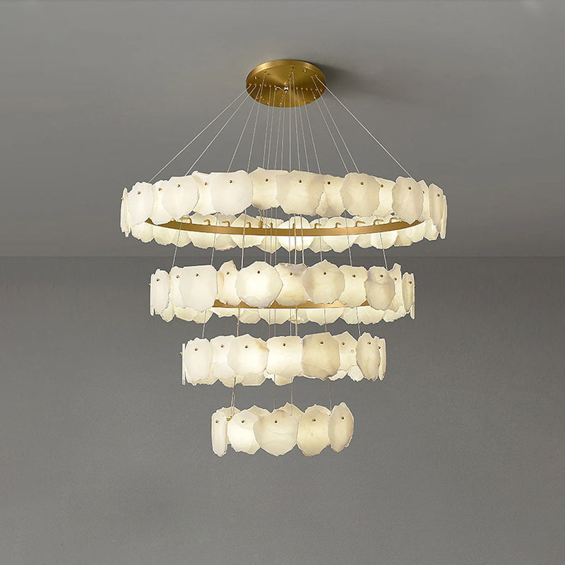 JC Tiered Circular Alabaster Chandelier