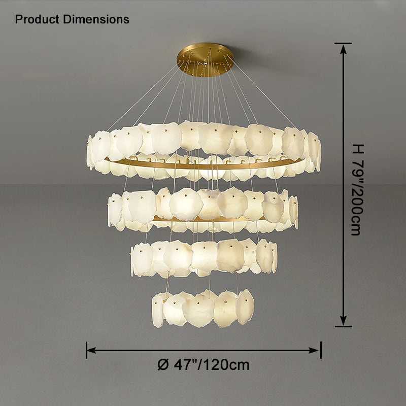 JC Tiered Circular Alabaster Chandelier