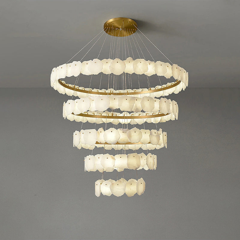 JC Tiered Circular Alabaster Chandelier