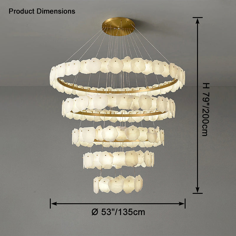 JC Tiered Circular Alabaster Chandelier