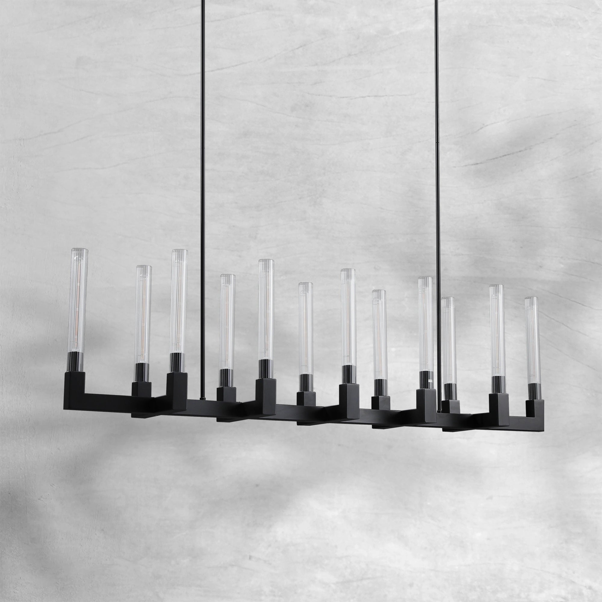 Cannel Glass Linear Chandelier 55"