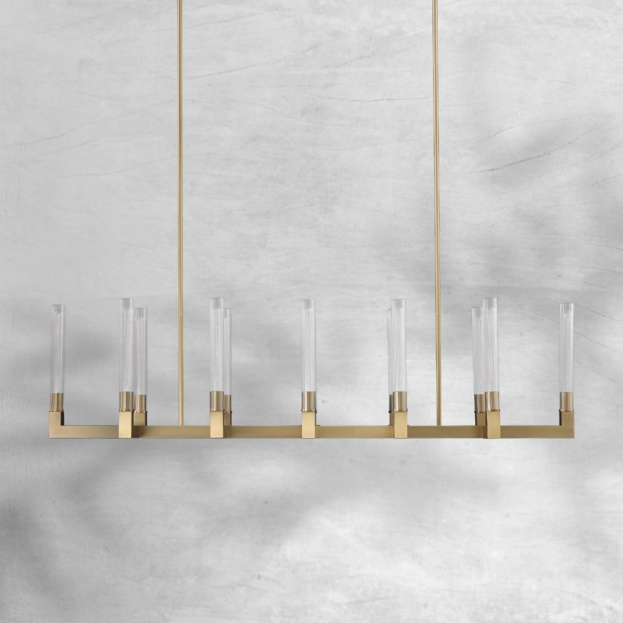 Cannel Glass Linear Chandelier 55"