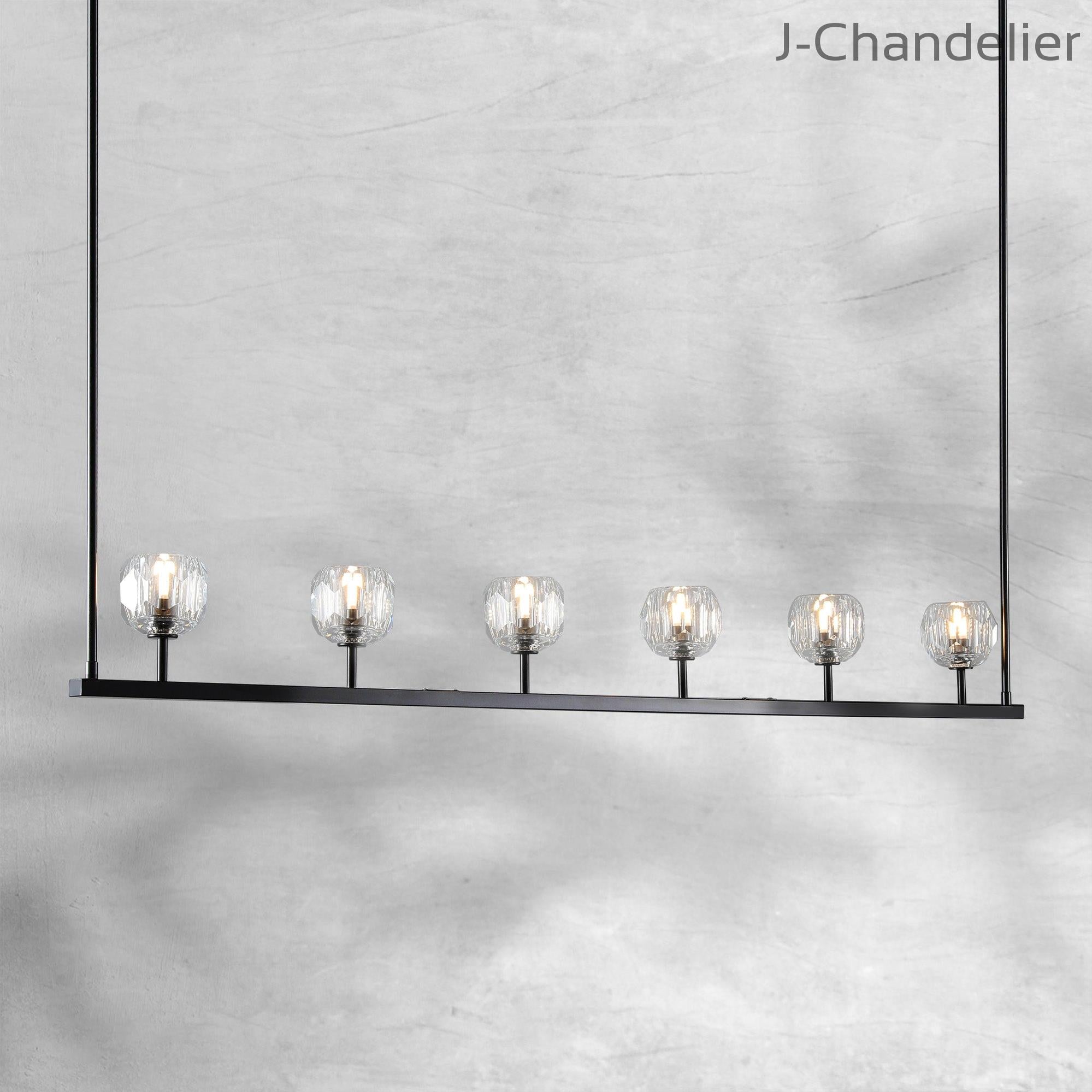 Bille De Crystal Ball Linear Chandelier 48” 60"