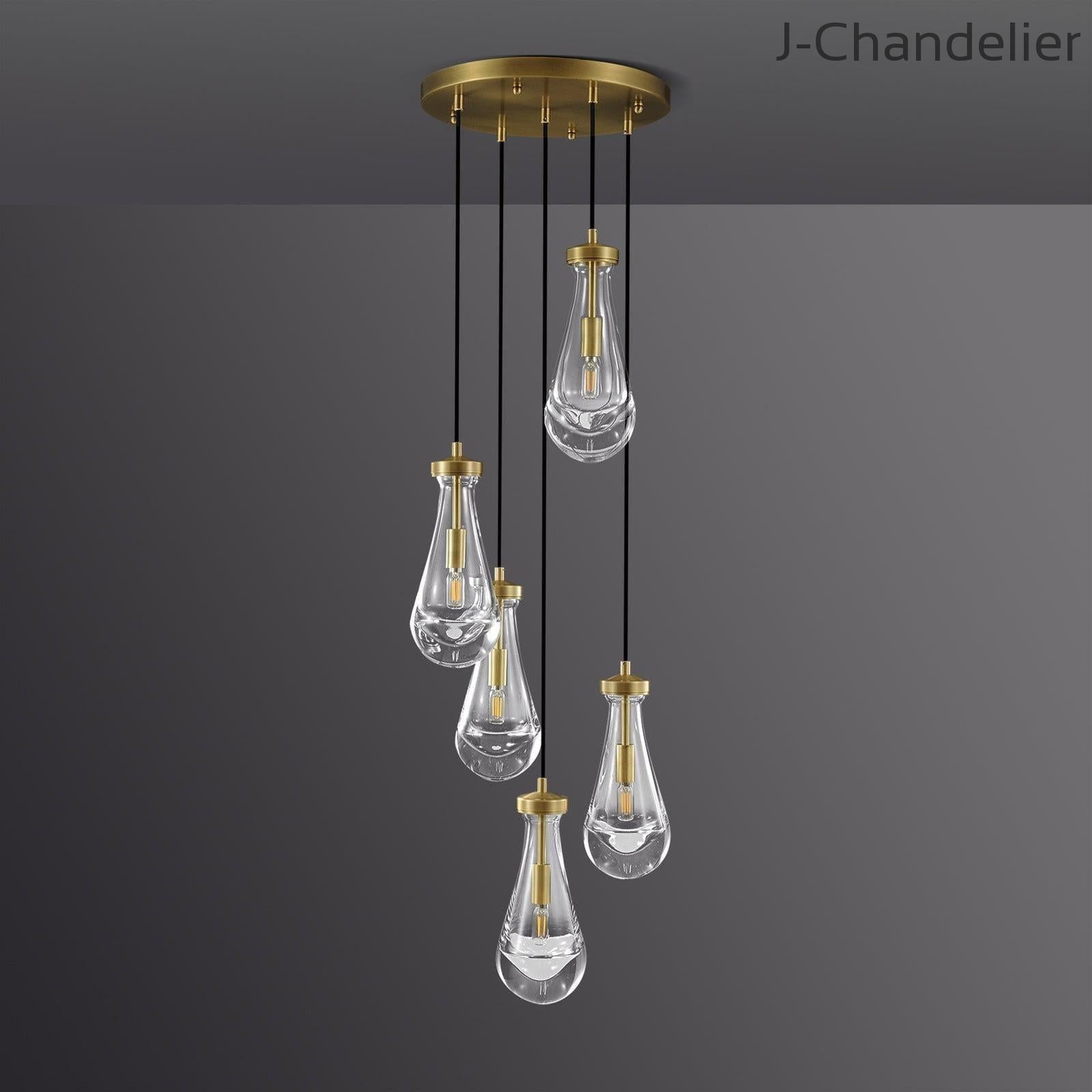 Raindrop Round Chandelier 5 Lights 14"D