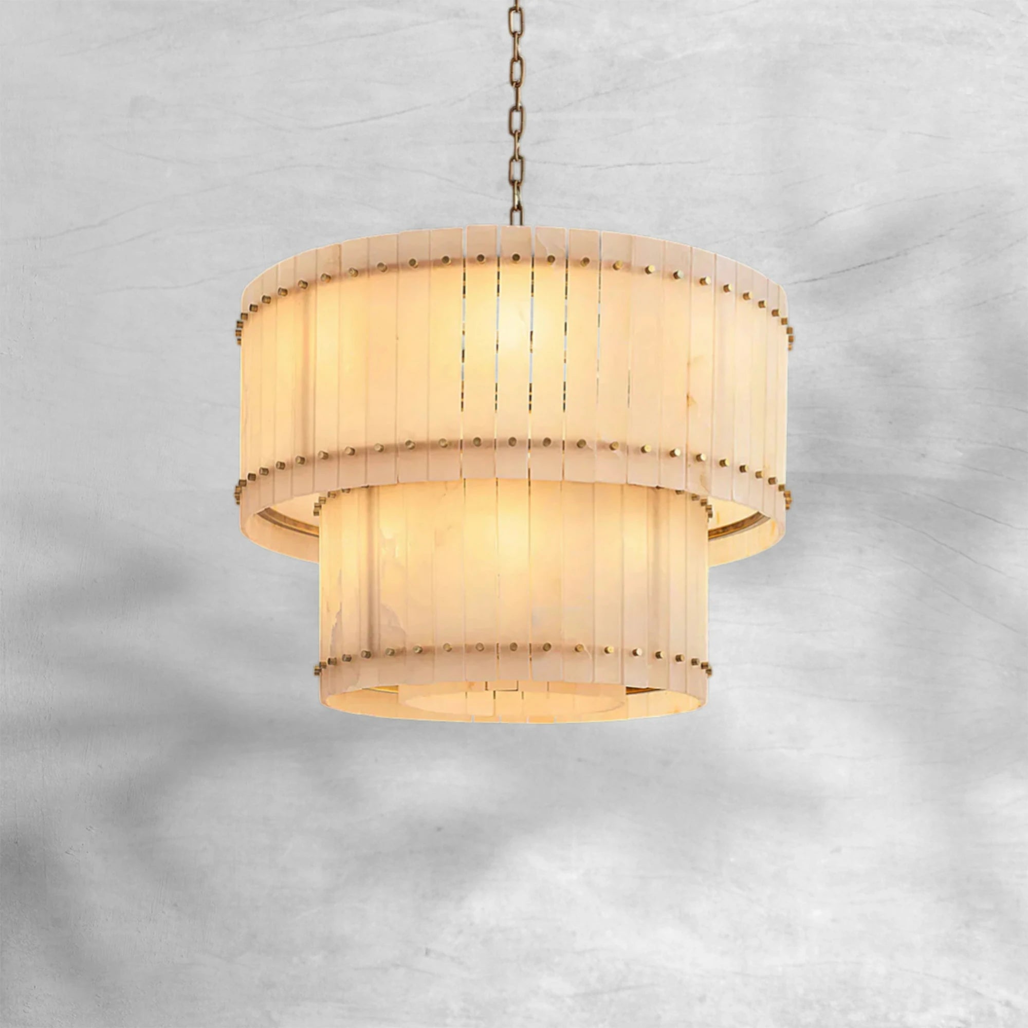 Sun Marcus Alabaster Round Tiered Chandelier