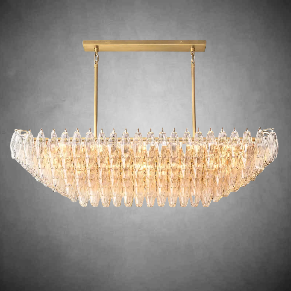 Chiaravalle Clear Glass Tired Rectangular Chandelier 54"74"