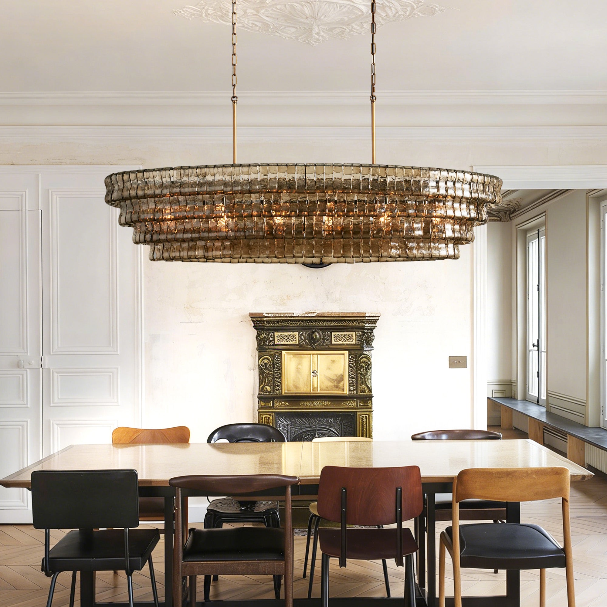 Ghiaccio Oval Chandelier 54"W/65"W