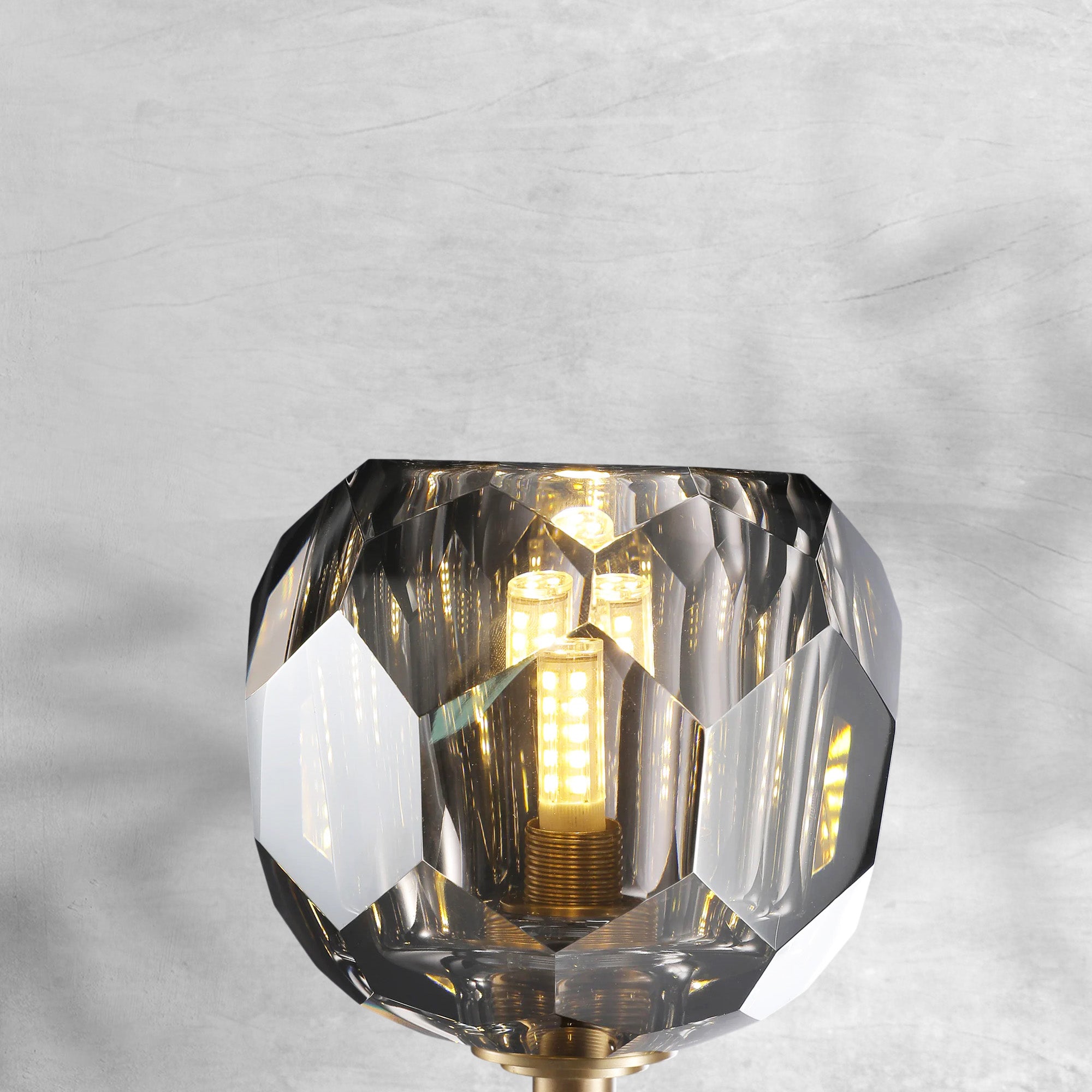 Bille De Crystal Smoke Glass Double Grand Wall Sconce