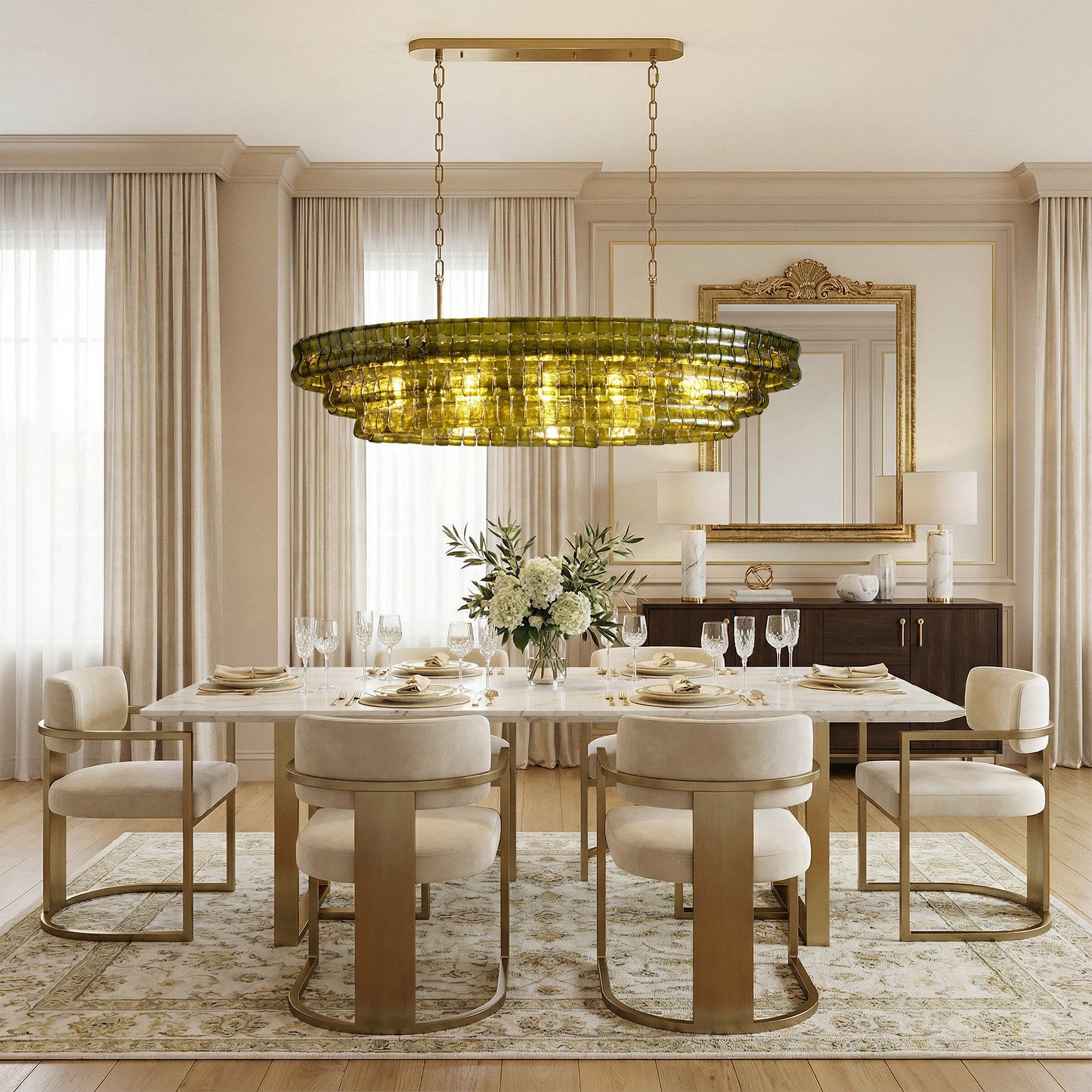 Ghiaccio Oval Chandelier 54"W/65"W