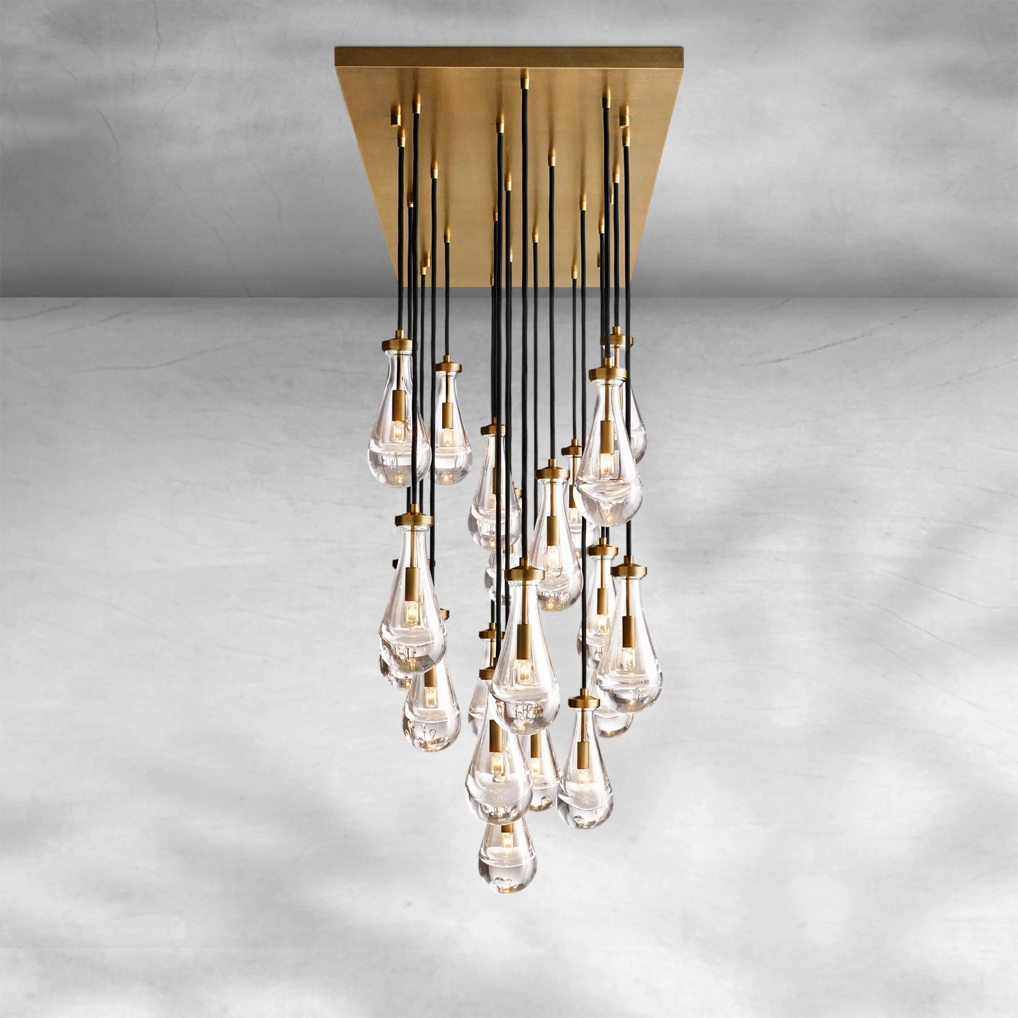 Raindrop Glass Linear Chandelier 72"