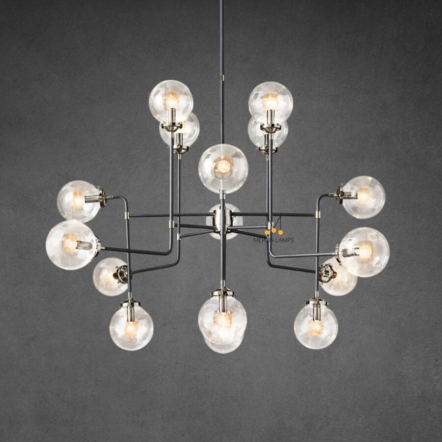 Bistro Globe Clear Glass Chandelier 56″