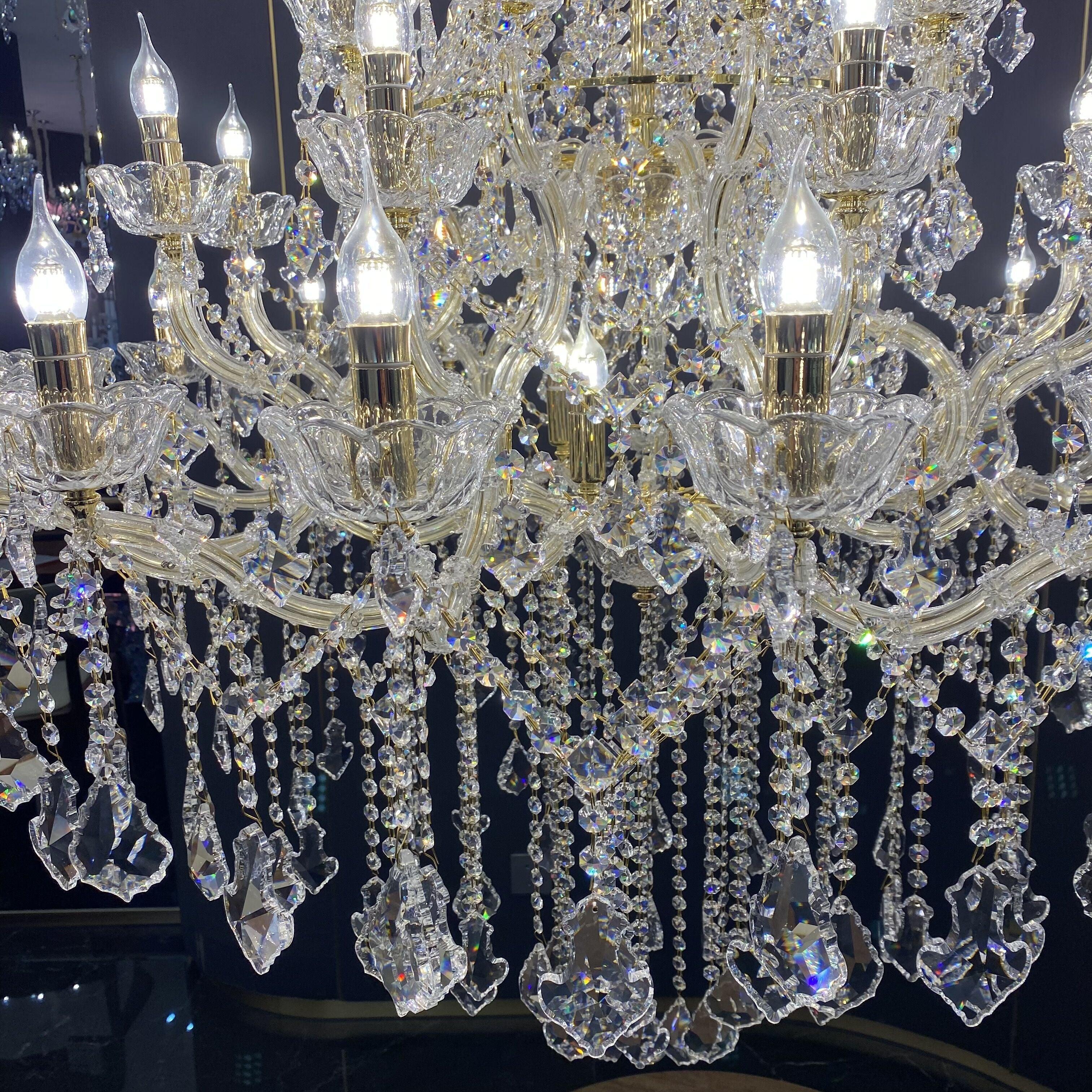 Extra Large Retro Empire Candle Crystal Chandelier for High-ceiling Space