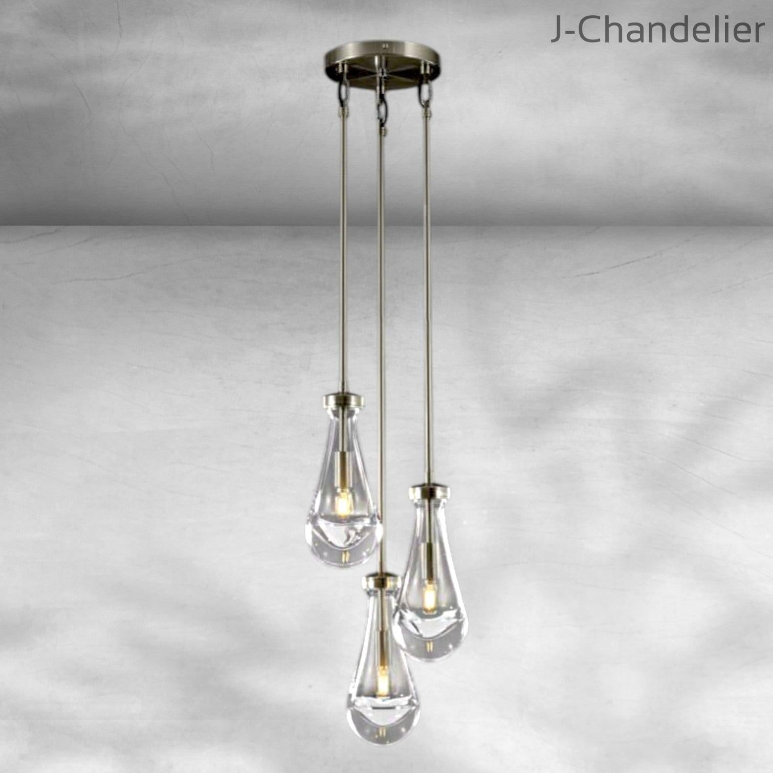Raindrop 3-Light Rod Round Chandelier