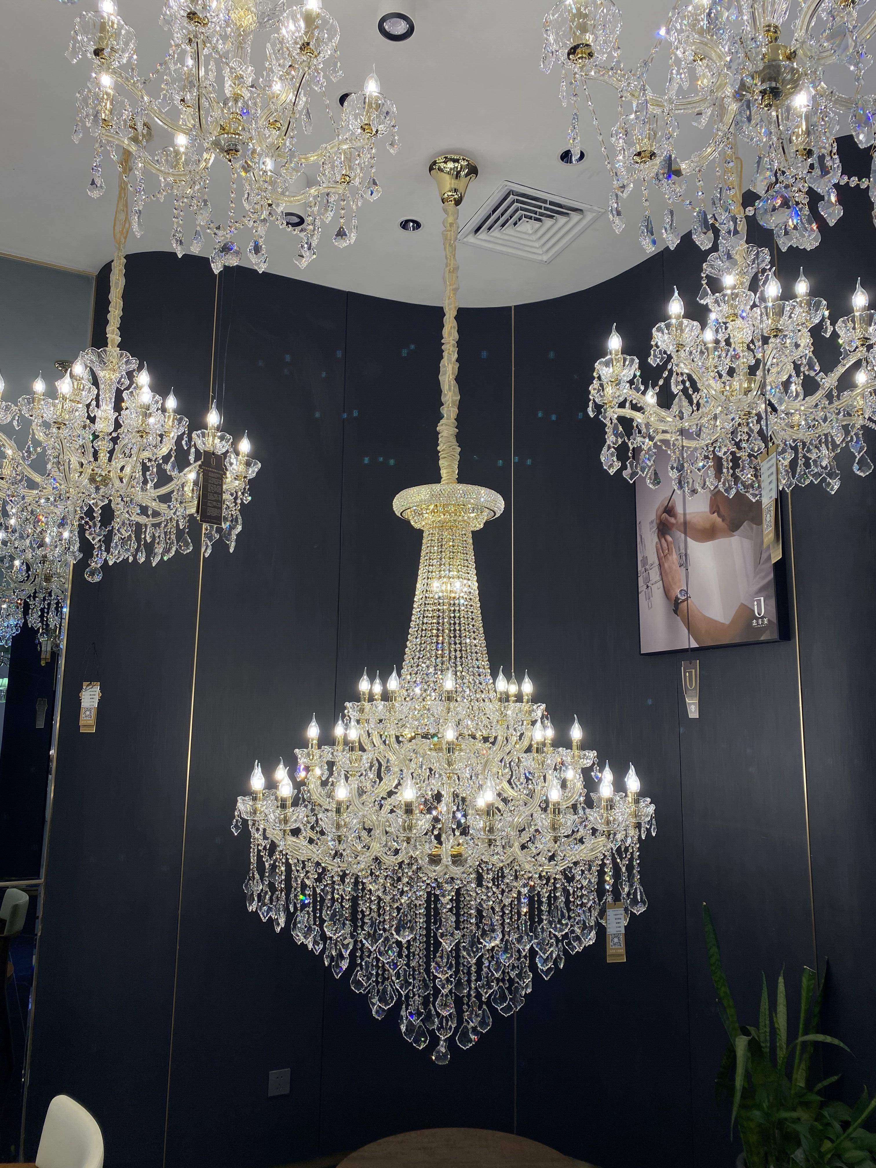 Extra Large Retro Empire Candle Crystal Chandelier for High-ceiling Space