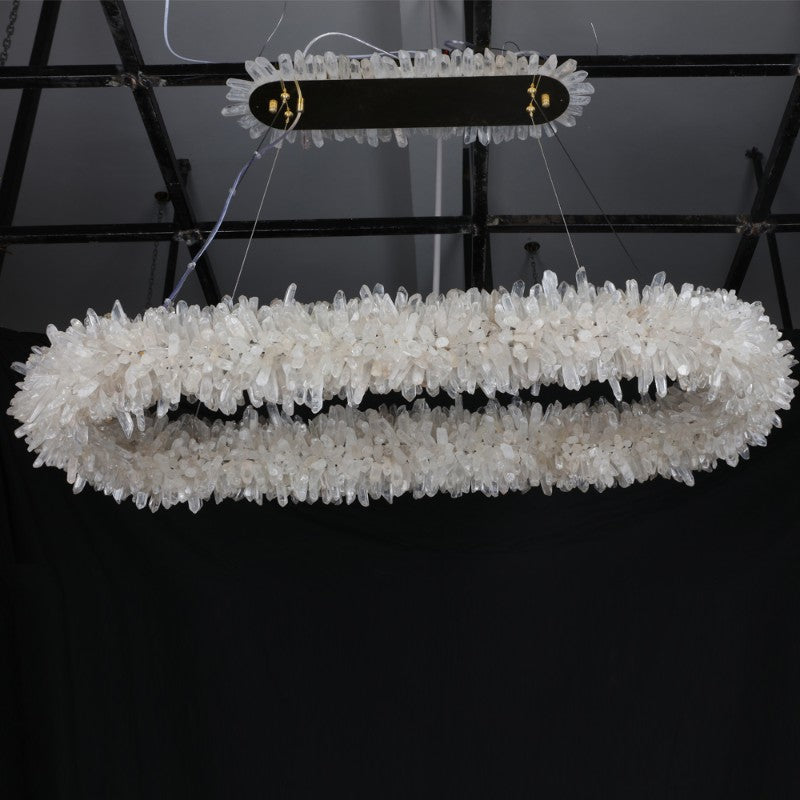JC Vosa Modern Clear Geode Quartz Crystal Oval Chandelier 47"