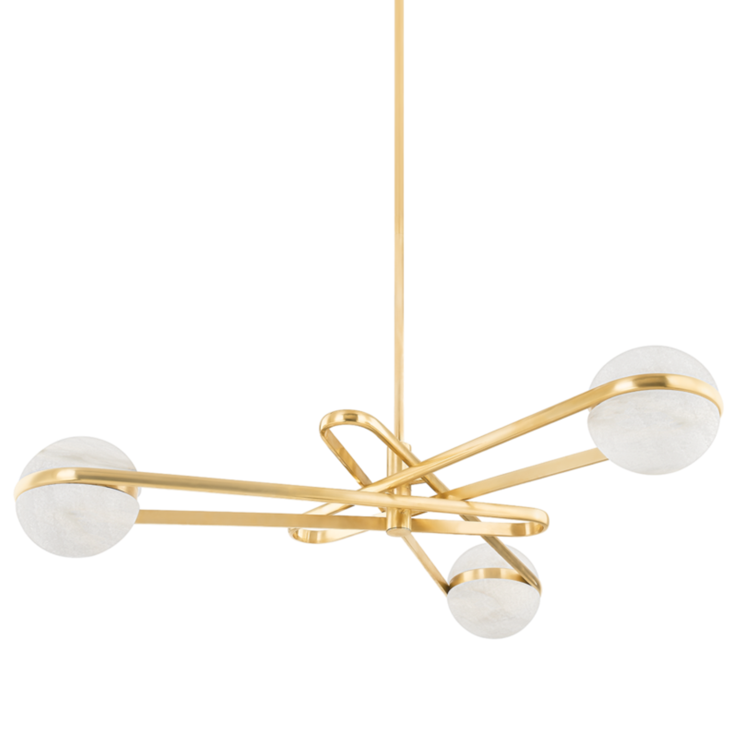 Kyomi 6‑Light Vintage Brass Alabaster Chandelier with Integrated LED