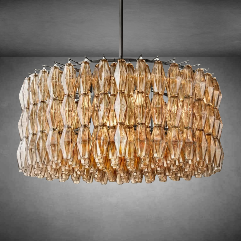 Chiaravalle Smoke Glass Round Chandelier 37"47‘’62‘’