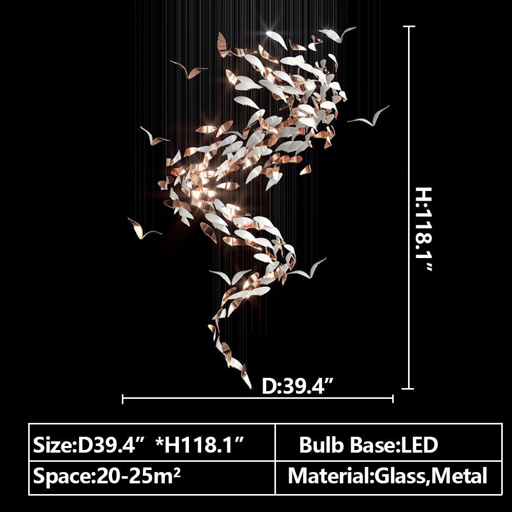 Oversized Luxury Spiral Creative Art Glass Chandelier For Hotel Lobby/Restaurant