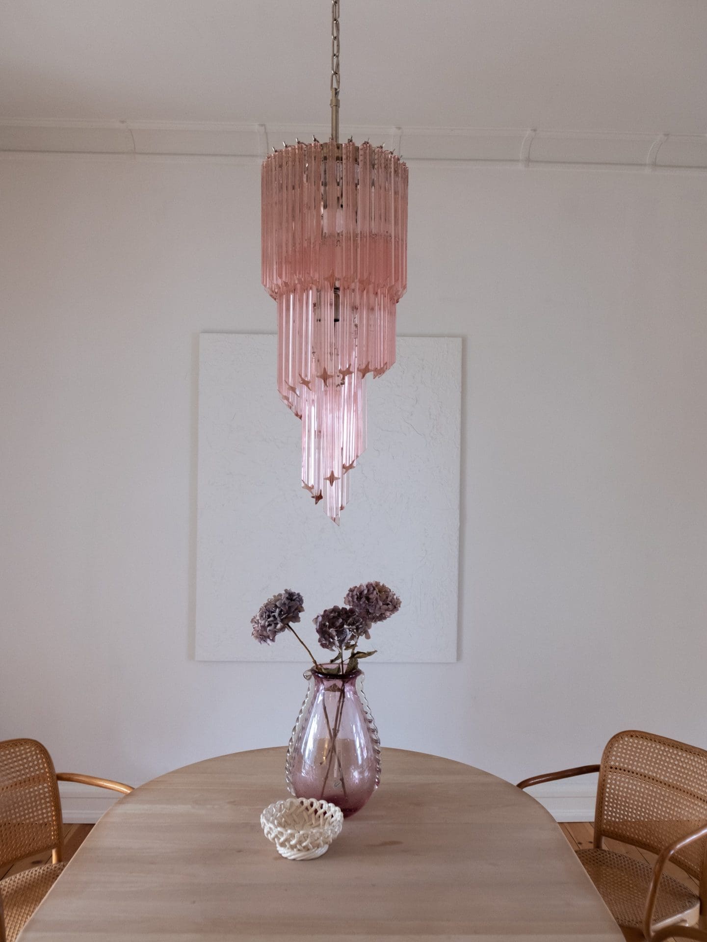 Murano Chandelier – Spiral – 54 prisms – Pink