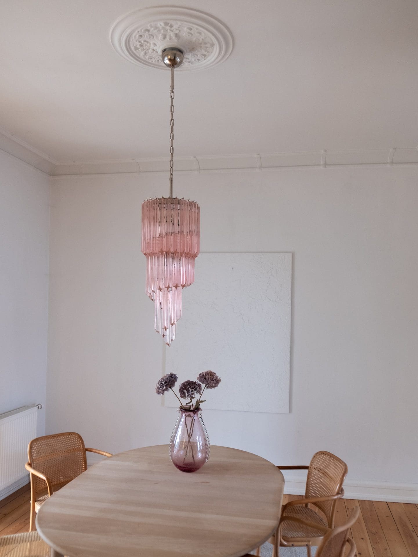 Murano Chandelier – Spiral – 54 prisms – Pink