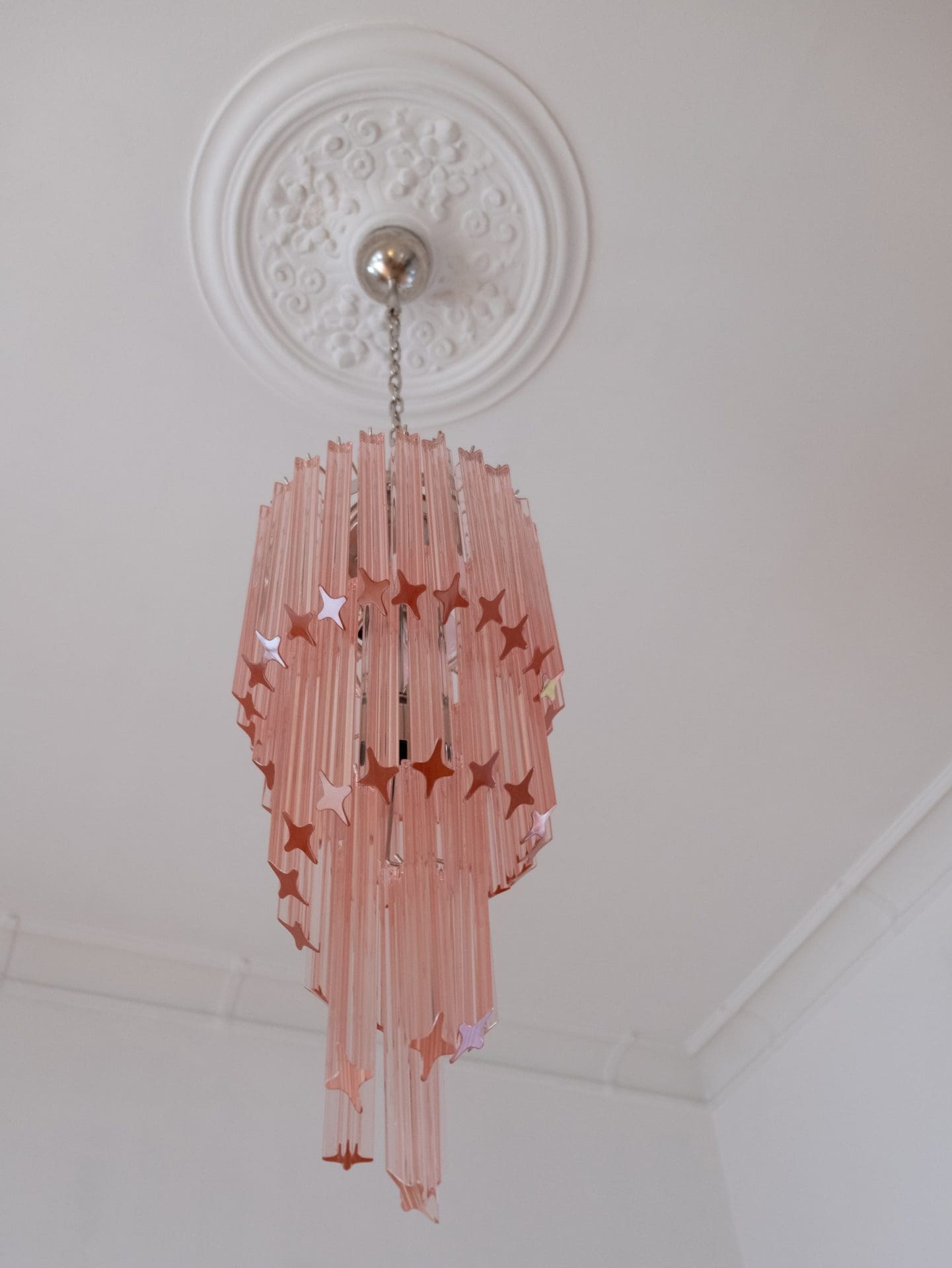 Murano Chandelier – Spiral – 54 prisms – Pink