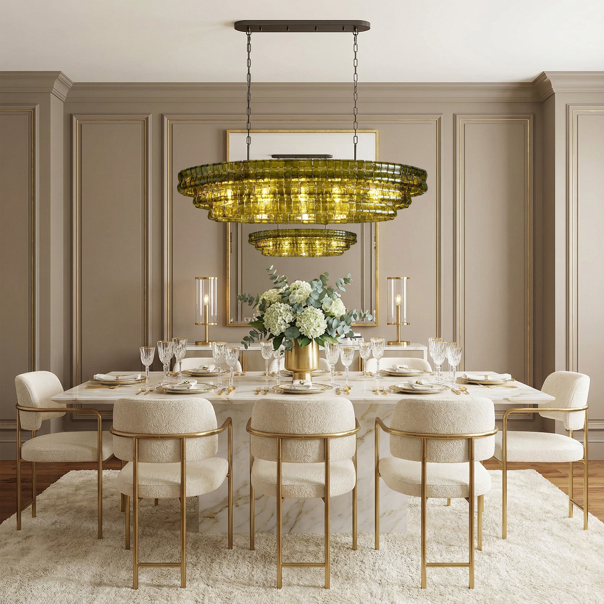 Ghiaccio Oval Chandelier 54"W/65"W