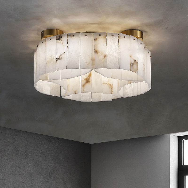 Contemporary Alabaster Flush Mount Ceiling Lamp with Warm White Glow