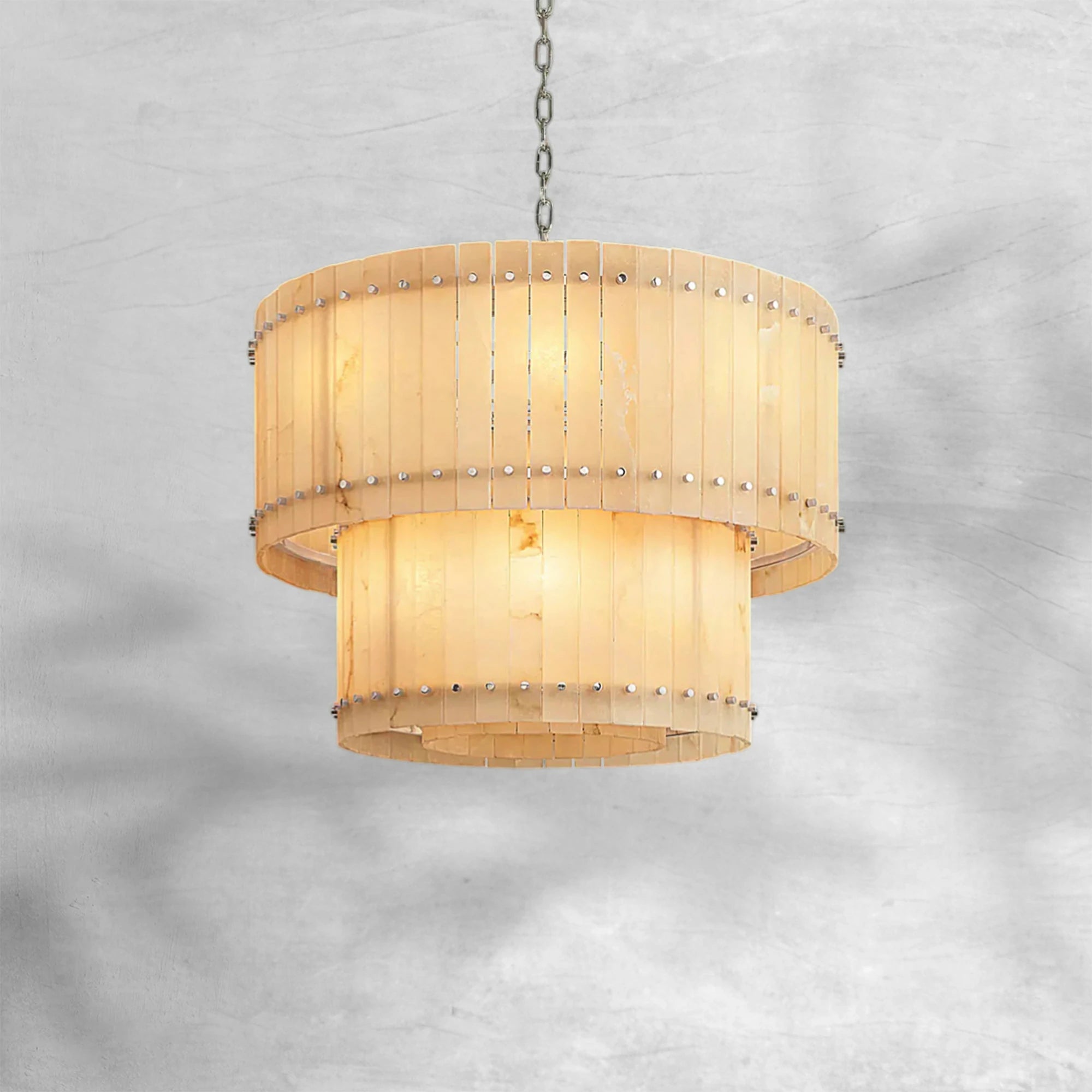 Sun Marcus Alabaster Round Tiered Chandelier
