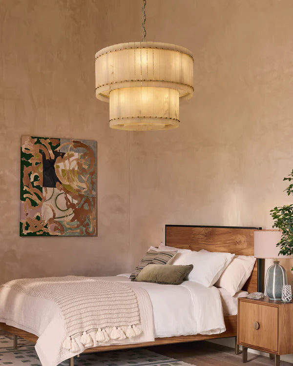 Sun Marcus Alabaster Round Tiered Chandelier