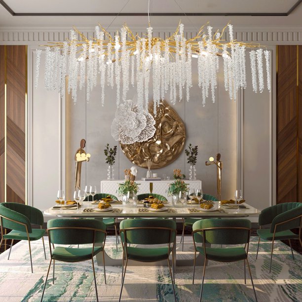 Elegant Crystal Icicle Chandelier in Branch Style for Dining Table Use