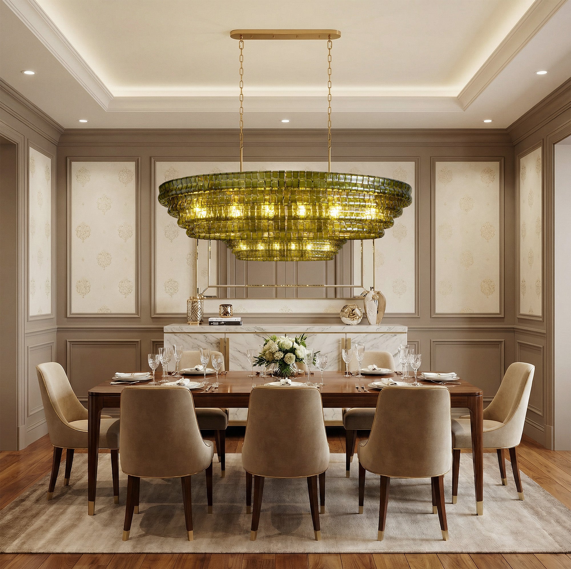 Ghiaccio Oval Chandelier 54"W/65"W