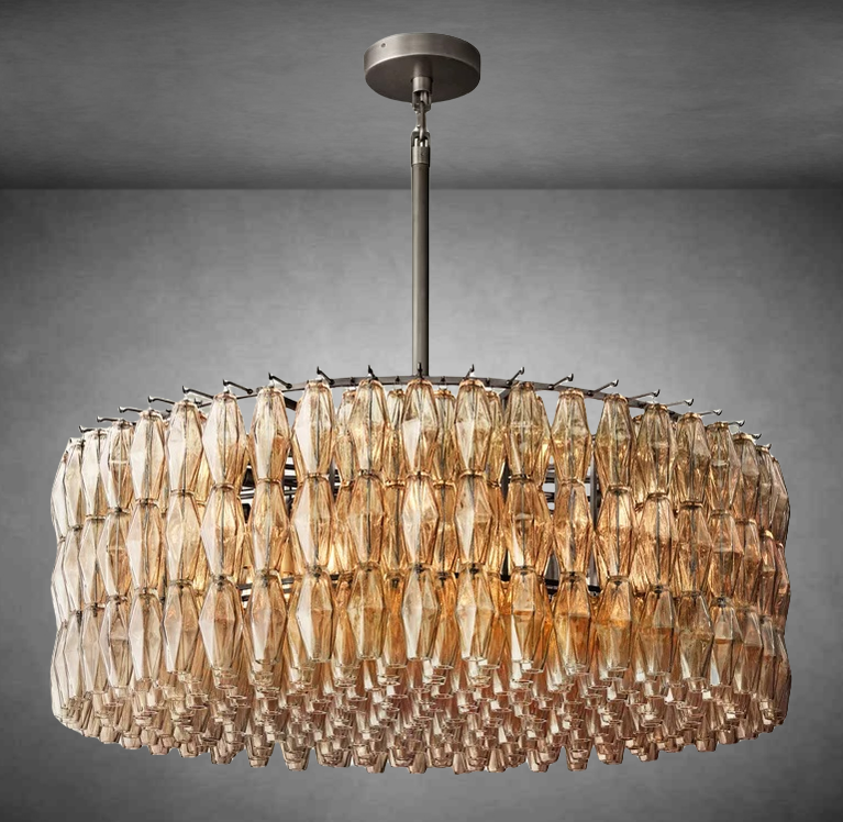 Chiaravalle Smoke Glass Round Chandelier 37"47‘’62‘’